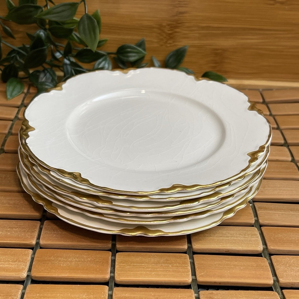 Vintage Johnson Brothers Chantilly Gold Gild Dessert Plate Set of 6 England READ